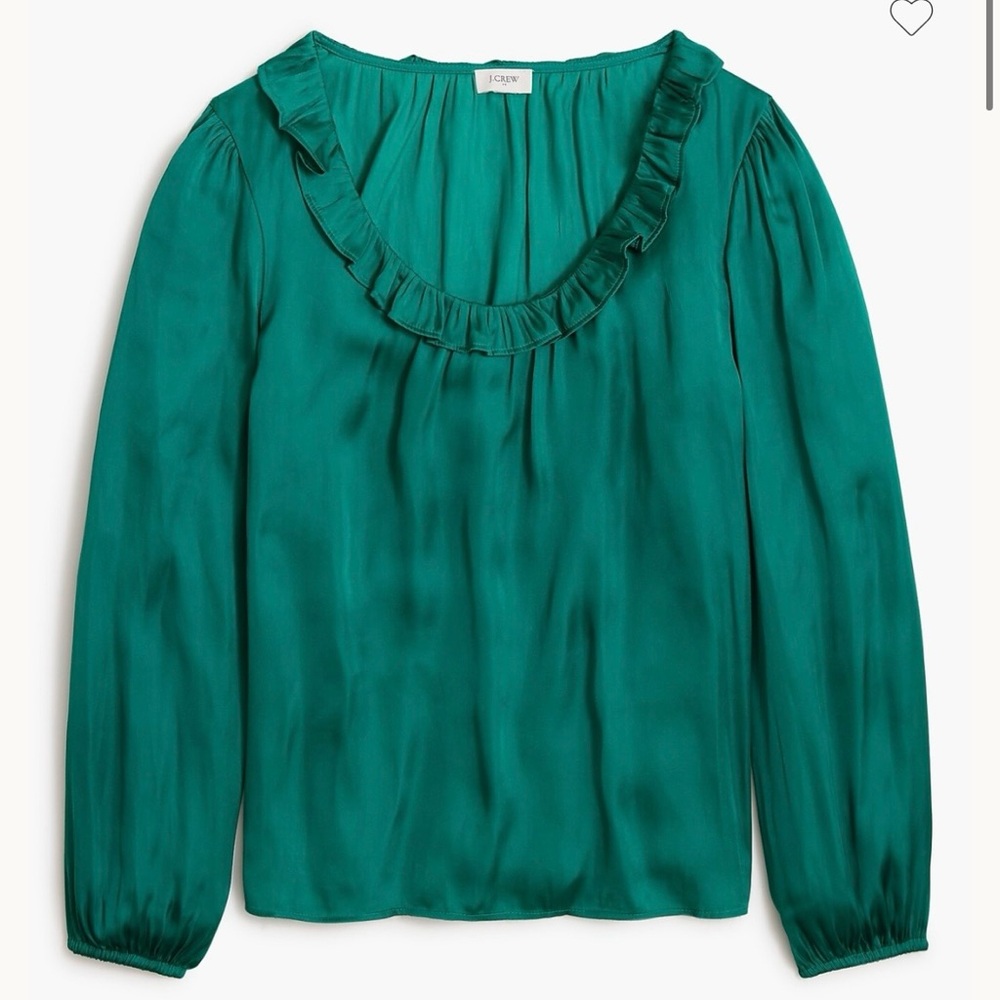 NWT J.Crew Ruffleneck top in vivid jade green women’s size petite small